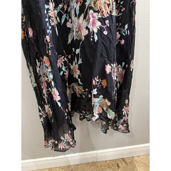 ICE Vintage Silk Blend Y2K Dress Drapped Neck Asymetrical Hem Fairy Size Medium - Picture 3 of 13